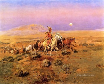 Los indios ladrones de caballos americanos occidentales Charles Marion Russell Pinturas al óleo